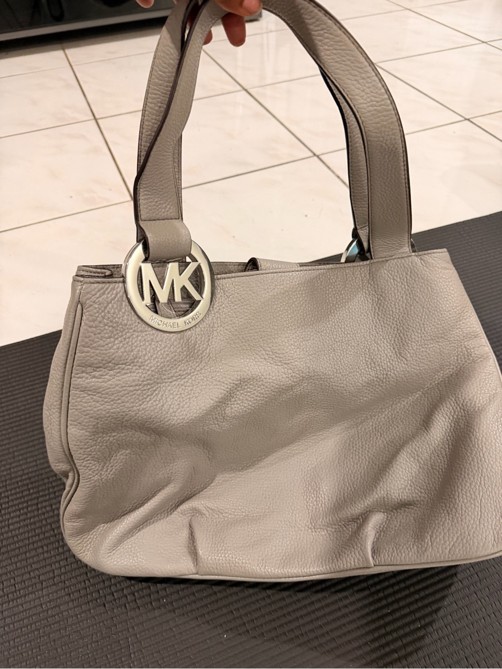Michael Kors Pebbled Leather Tote in Light Gray